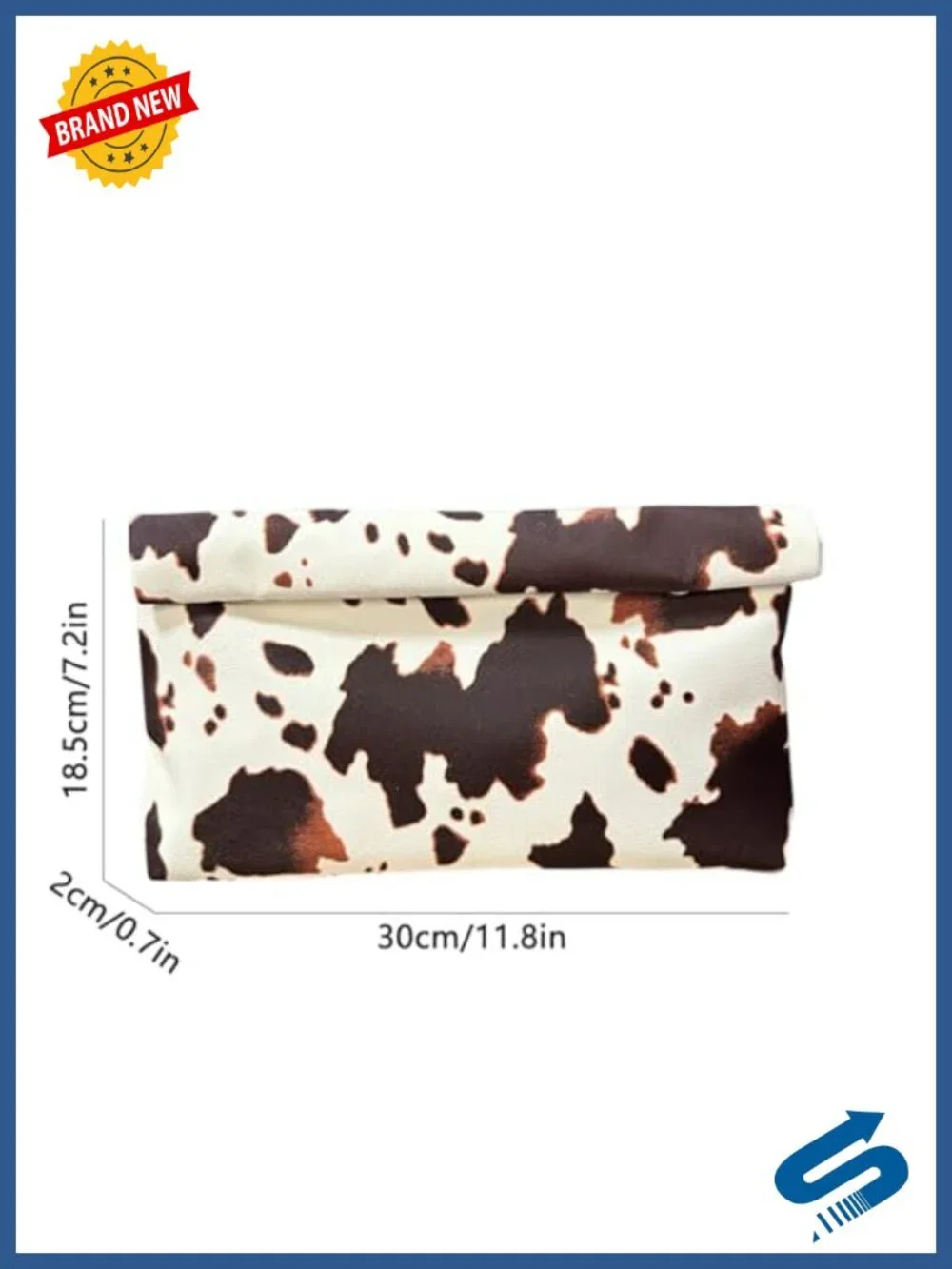 Faux Leather Cow Print Envelope Clutch Evening Bag Party Wedding Prom